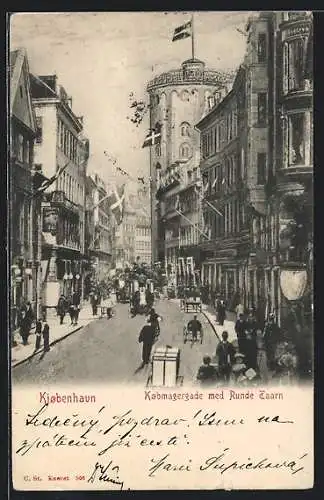 AK Kjobenhavn, Kobmagergade med Runde Taarn