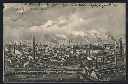 AK Essen, Blick auf Krupps Fabrik