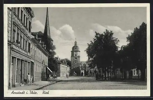 AK Arnstadt i. Thür., Strassenpartie am Ried
