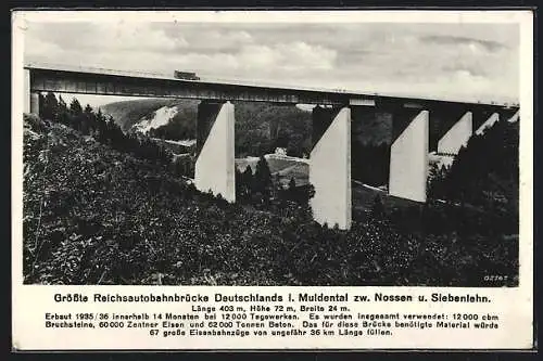 AK Grösste Reichsautobahnbrücke Deutschlands i. Muldental