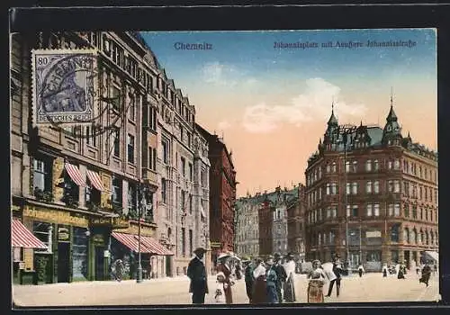 AK Chemnitz, Johannisplatz mit äusserer Johannisstrasse