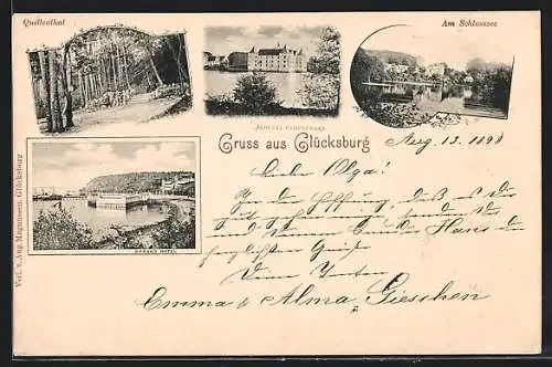 AK Glücksburg, Quellental, Schloss und Strand-Hotel
