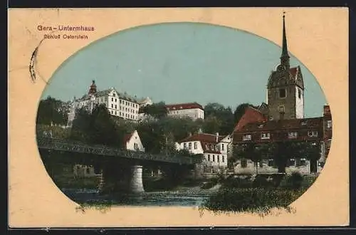 AK Gera-Untermhaus, Ortsansicht mit Schloss Osterstein