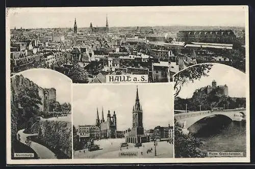 AK Halle /Saale, Ortsansicht, Marktplatz, Moritzburg, Ruine Giebichenstein