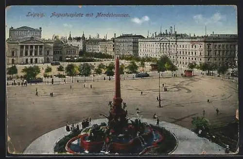 AK Leipzig, Augustusplatz mit Mendebrunnen