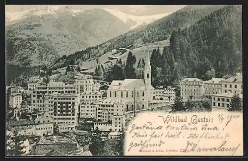 AK Bad Gastein, Teilansicht mit Kirche