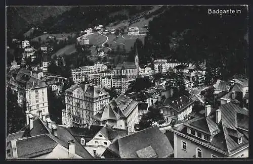 AK Badgastein, Luftbild der Stadt