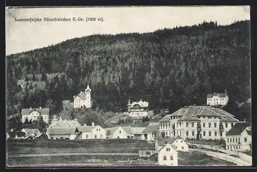 AK Mönichkirchen /N.-Ö., Ortsansicht mit Hotel Lang
