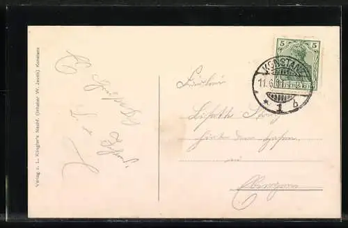 AK Konstanz, Partie am Hafen mit Dampfer