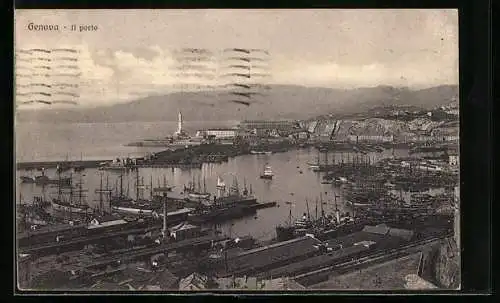 AK Genova, Il porto, Hafenansicht mit Schiffen