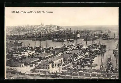 AK Genova, Veduta del Porto dalla Villa Rosazza