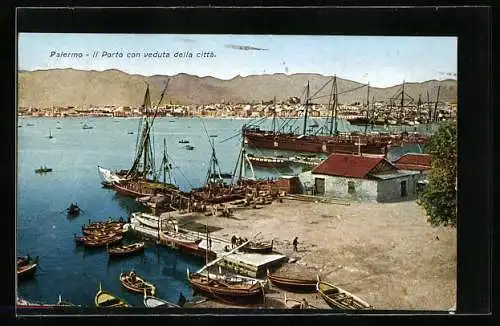 AK Palermo, Il Porto con veduta della città