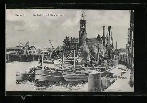 AK Bremen, Freihafen und Hafenhaus