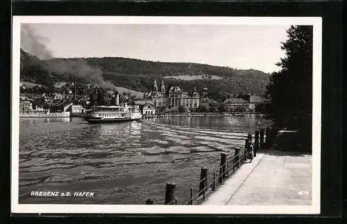 AK Bregenz a. B., Dampfschiffe am Hafen