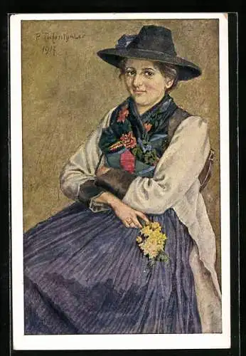 AK Alpen-Volkstrachten aus Tirol, Aplbach b. Brirlegg