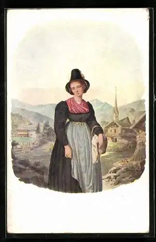Künstler-AK Oesterr.-Ungar. Volkstypen, Tiroler, Zillertalerin aus der Gegend von Fügen