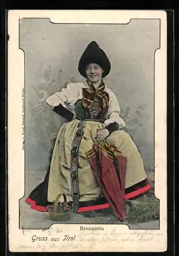 AK Eine junge Brennerin in Tiroler Tracht