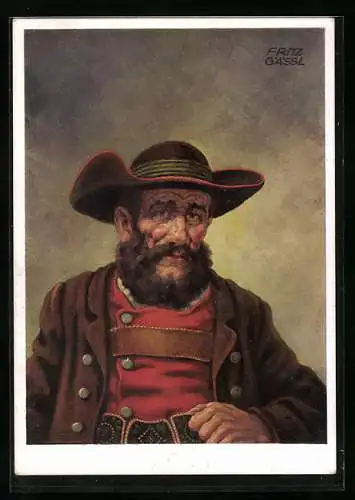 Künstler-AK Tiroler Bauer in Tracht