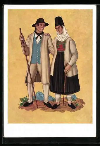 AK Trachtenpaar aus dem Lechtal, 2. Hälfte des 18. Jahrhunderts