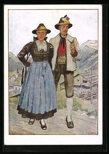 AK Paar in Tracht aus dem Zillertal