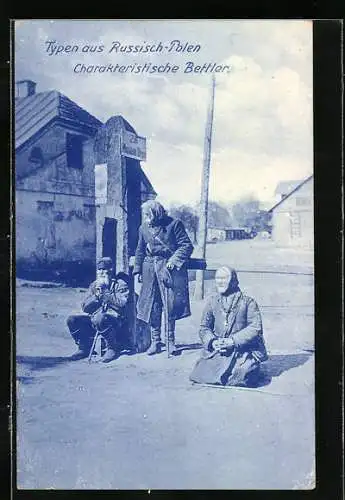 AK Drei Bettler an einer Strasse, Typen aus Russisch-Polen