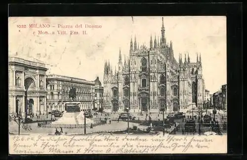 AK Milano, Piazza del Duomo e Mon. a. Vitt. Em. II.