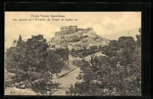 AK Athènes, Vue général de l`Acropole, da Taple de Jupiter ete