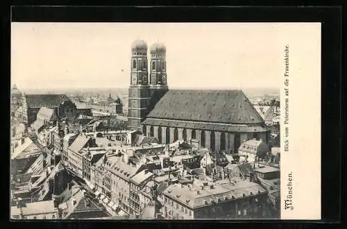 AK München, Blick vom Petersturm auf die Frauenkirche