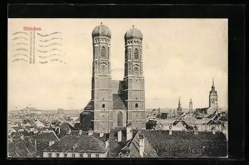 AK München, Blick auf die Frauenkirche