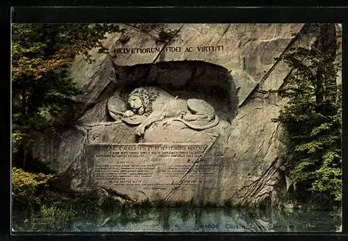 AK Luzern, Blick auf das Löwendenkmal