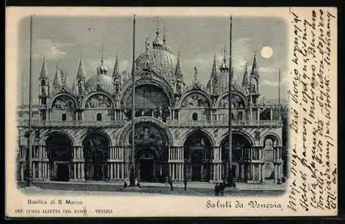 Mondschein-AK Venezia, Basilica di S. Marco
