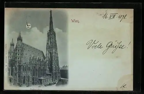 Mondschein-AK Wien, Blick auf den Stefansdom