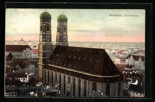 AK München, Blick auf die Frauenkirche