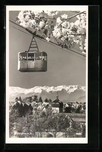 AK Bregenz a. B., Ortsansicht mit Kabine der Seilbahn