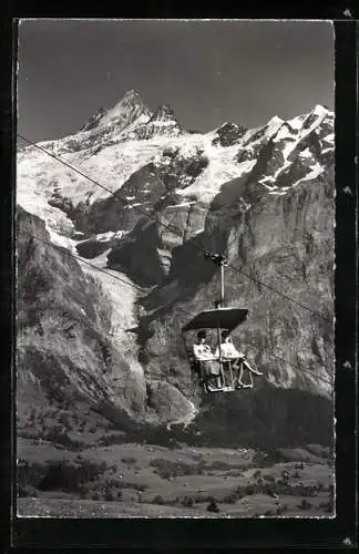 AK Grindelwald, Firstbahn mit Schreckhorn, Ober Grindelwaldgletscher