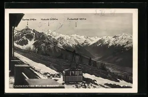 AK Stubaiertal, Patscherkofelbahn mit Serles, Habicht und Zuckerhütl