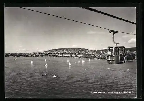 AK Zürich, Luftseilbahn über dem Zürichsee