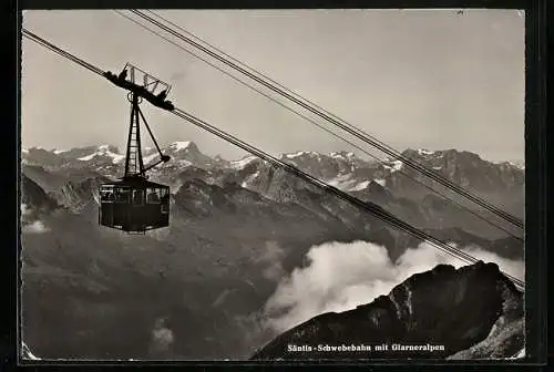 AK Säntis-Schwebebahn mit Glarneralpen