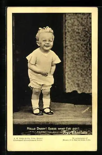 AK Reklame für Fry`s Schokolade, Kleinkind freut sich über Schokolade