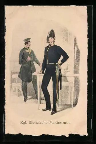 AK Kgl. Sächsische Postbeamte