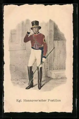 AK Königlich Hannover`scher Postillon mit Zylinder und Peitsche