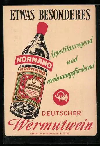 AK Hornano, Deutscher Wermutwein, Reklame