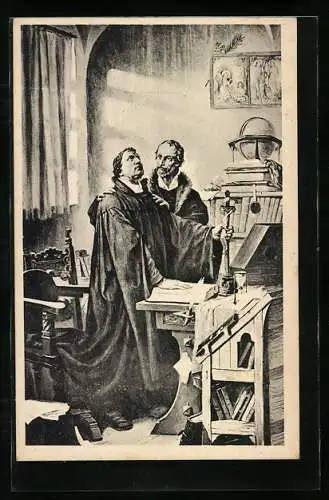 AK Luther und Melanchthon, Karte zum Reformationsjubiläum 1917