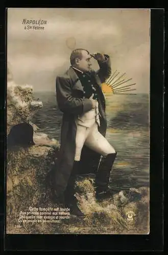 AK Napoleon auf St. Helena nach Schiffen Ausschau haltend
