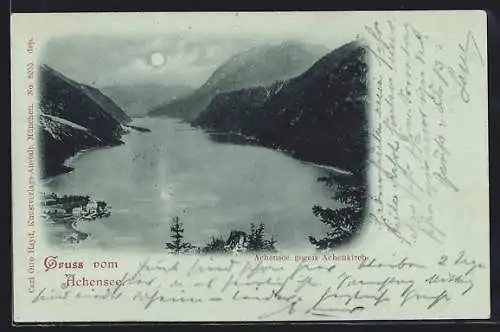Mondschein-AK Achenkirch, Achensee gegen Achenkirch