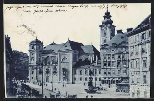 AK Wien, Schottenkirche mit Freiung