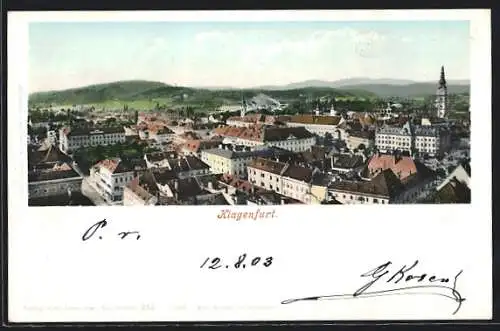 AK Klagenfurt, Teilansicht mit Fernblick aus der Vogelschau