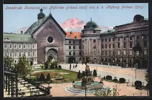 AK Innsbruck, Rennplatz mit Hofkirche und k. k. Hofburg
