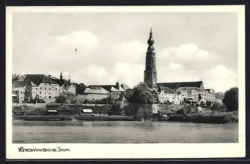 AK Braunau am Inn, Teilansicht vom Inn aus