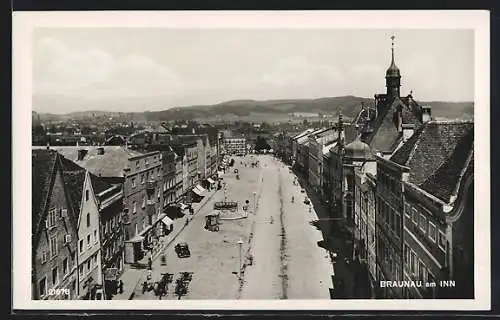 AK Braunau a. Inn, Strassenpartie aus der Vogelschau